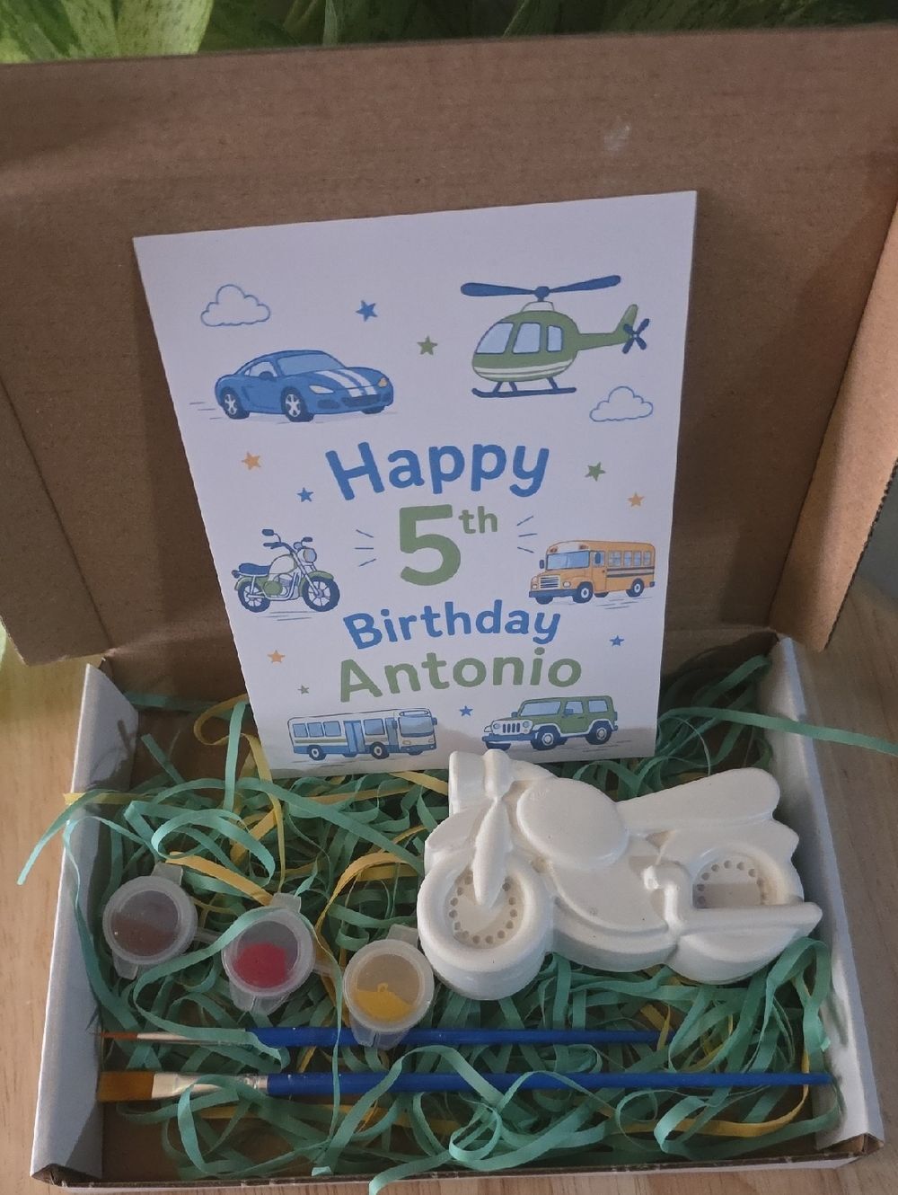 Kids Birthday Party Favor DIY Paint Kit Personalized Vehicle Plaster Craft